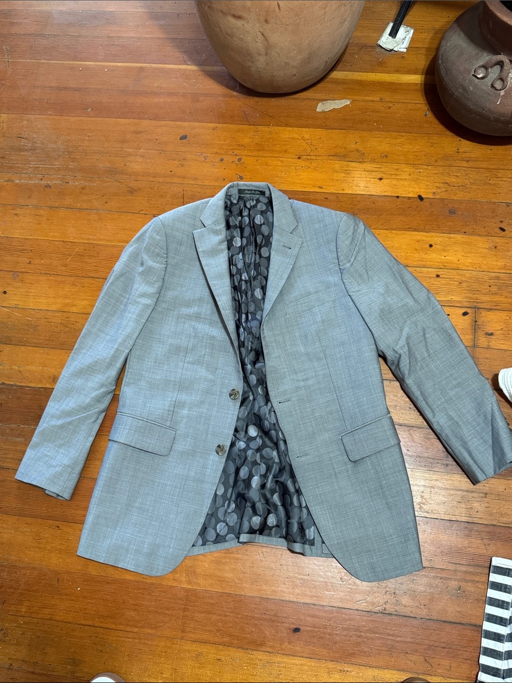 Men's Light Gray Blazer Jacket - Modern Tailored Style